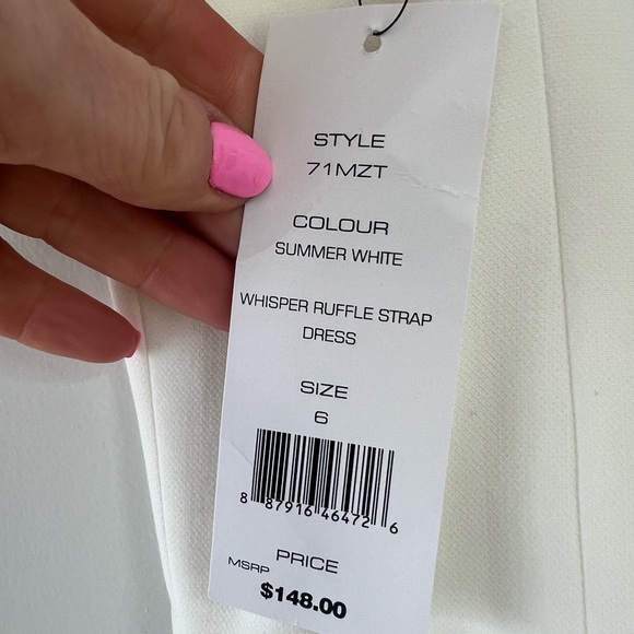 NWT French Connection WHITE Ruffle strap dress! graduation/bachelorette! - Picture 10 of 10